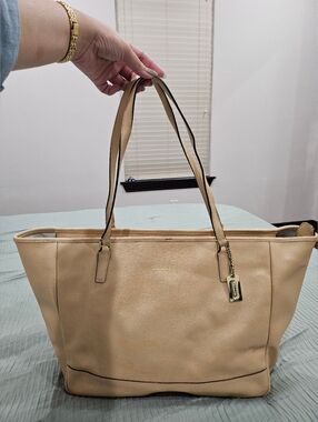 Coach Saffiano Leather East West City Tote.